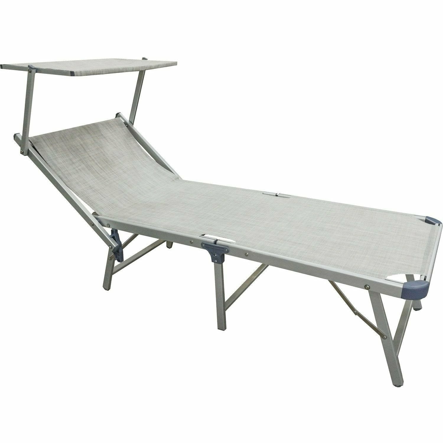 VESTIAMO CASA - Lettino pieghevole con parasole Beige 180x60cm